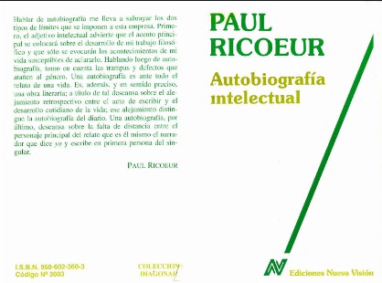 RICOEUR, P. Autobiografia Intelectual [em espanhol] (1)