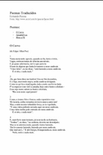 Poemas Traduzidos Fernando Pessoa