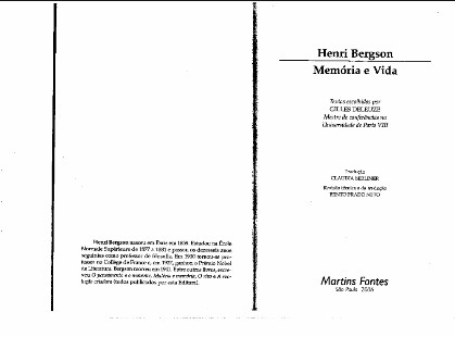BERGSON, Henri. Memória e Vida (1) pdf