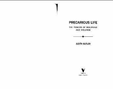 BUTLER, Judith. Precarious life pdf